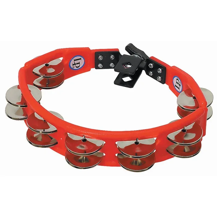 Latin Percussion LP161 Cyclops Drum Set Mountable Tambourine Steel Jingles Red