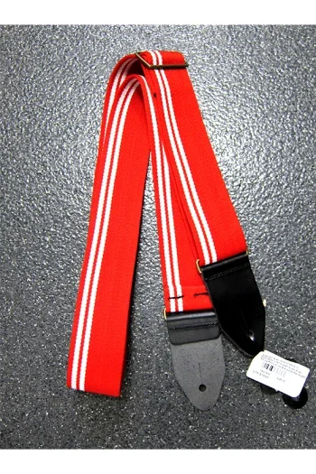 Leathergraft Guitar Strap – Racing Stripe – Canvas 2″ Red & White
