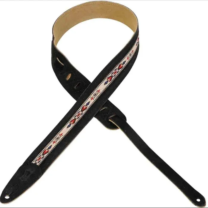 Levys 1.5 Inch Suede Jacquard Applique Guitar Strap Black – MSJ1BLK