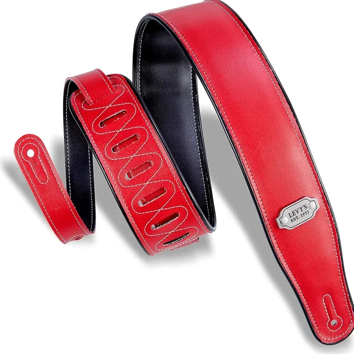 Levys 2.5 Inch Double Sided Vinyl Strap Red Black – M26VPREDBLK