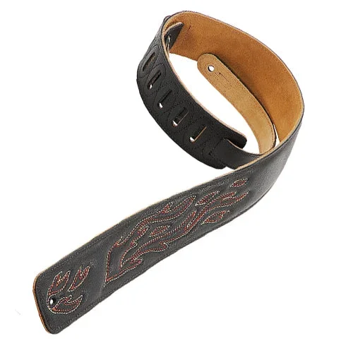 Levys 2.5 Inch Leather Guitar Strap With Padding and Stitching in Black – DM1SGFBLK