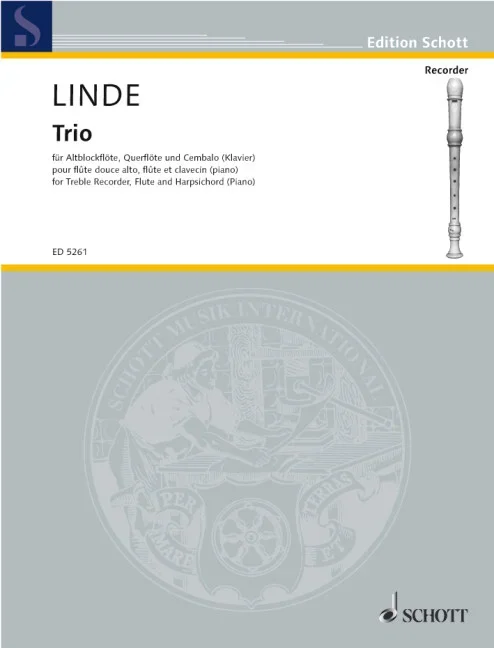 Linde, Hans-Martin : Linde, Hans-Martin : Trio, – treble recorder, flute and harpsichord (piano) – Schott Digital