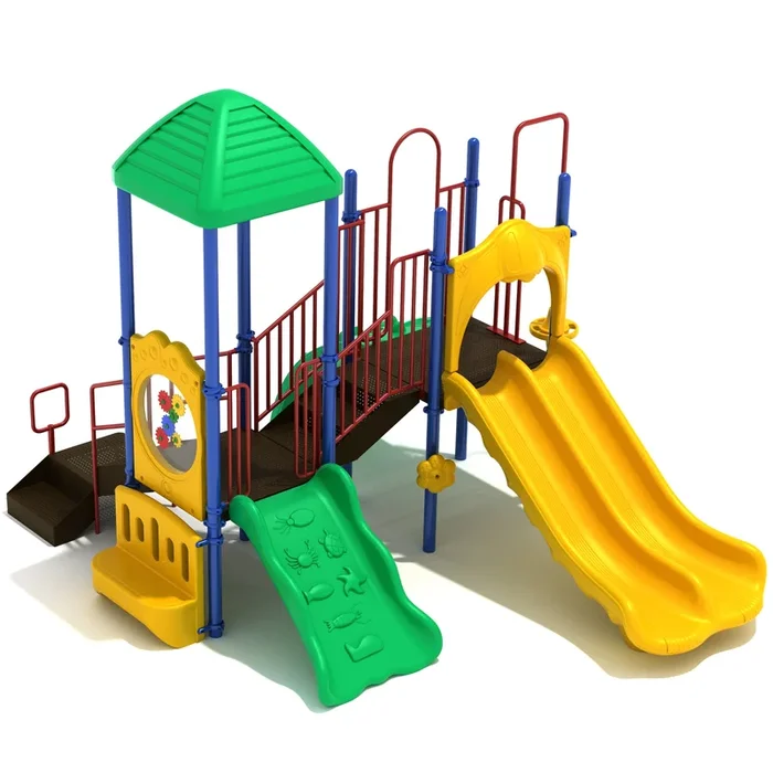 Los Arboles Multi-Climber Playground Set | Outdoor Play Structure with Double Slide, Activity Panels & Shade Roof for Ages 2–12