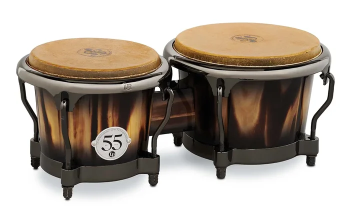 LP 55th Anniversary Bongo Set Burnt New Zealand Pine Candy Black Burst with Black Nickel Hardware