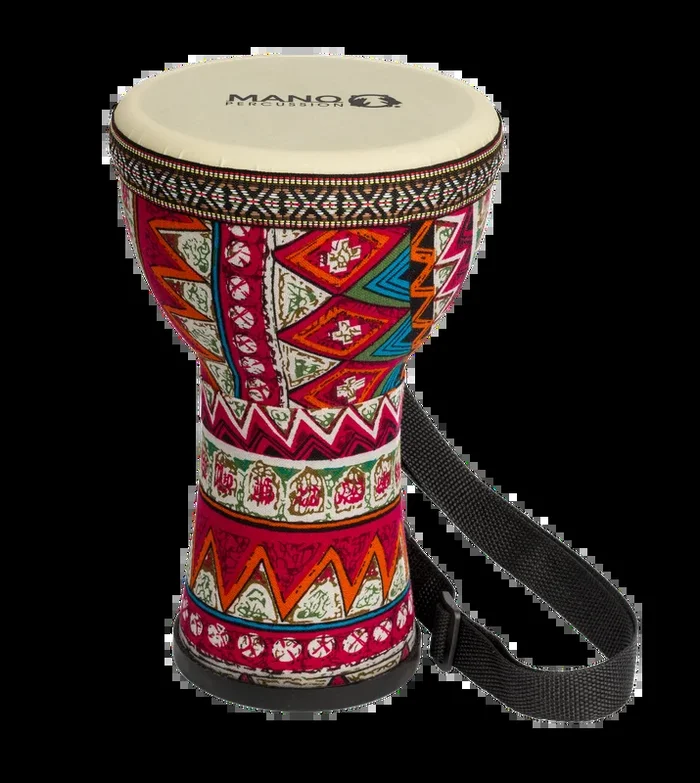 Mano Percussion MPC23 6 Pre-Tuned Djembe – Red & Blue Cloth