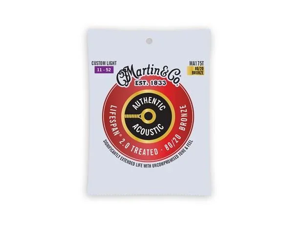 Martin Authentic Treated Custom Light 11-52 80/20 Bronze Acoustic Guitar Strings