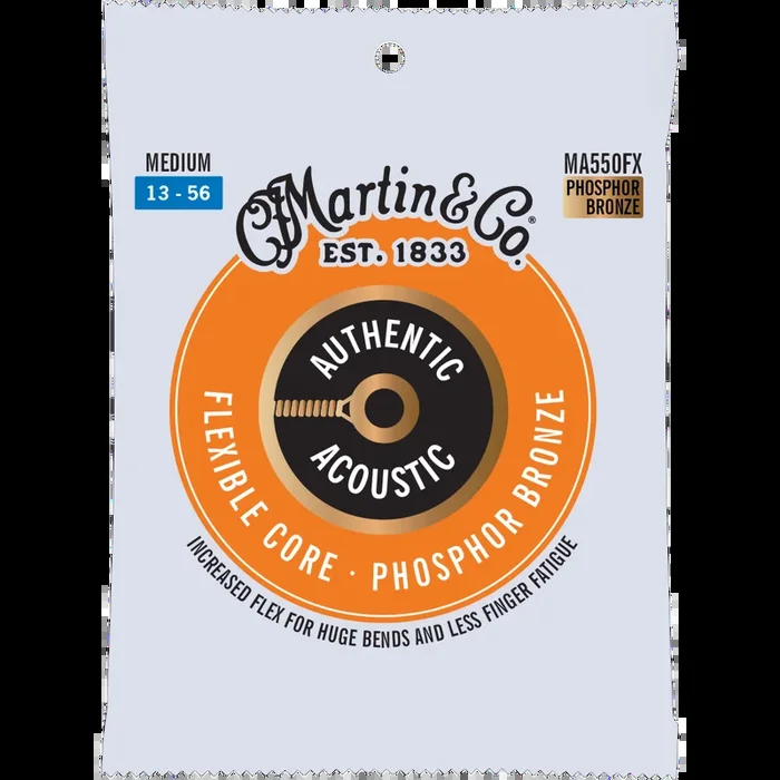 Martin MA550FX Authentic Acoustic Flexible Core Strings, Phosphor Bronze, Medium