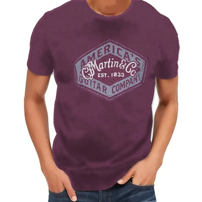 Martin Men’s T Shirt America’s Guitar in Maroon Size XL – 18CM0172XL