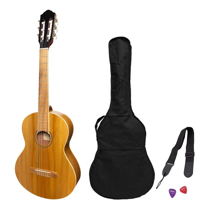 Martinez ‘Slim Jim’ 3/4 Size Student Classical Guitar Pack with Built In Tuner (Jati-Teakwood)