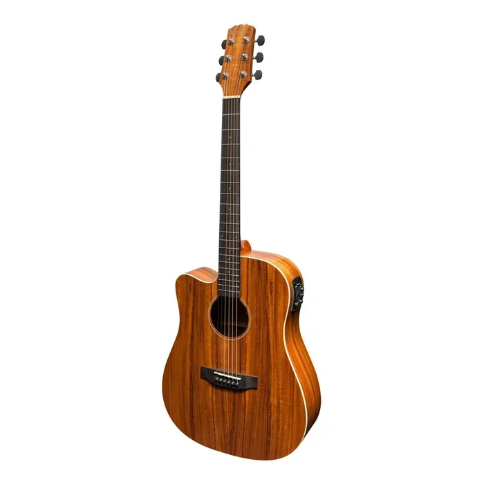 Martinez ‘Southern Star’ Series Left Handed Koa Solid Top Acoustic-Electric Dreadnought Cutaway Guitar (Natural Gloss)