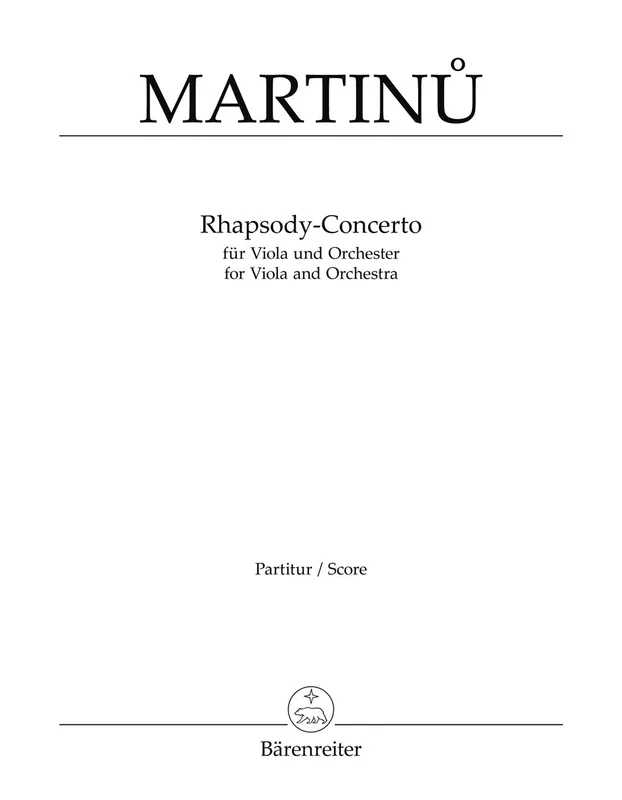 Martinu: Rhapsody Concerto Viola, Orch – Study Score