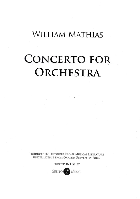 Mathias: Concerto for Orchestra, Op. 27