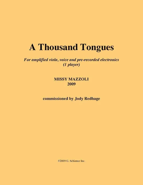 Mazzoli: A Thousand Tongues (Version for Viola & Electronics)
