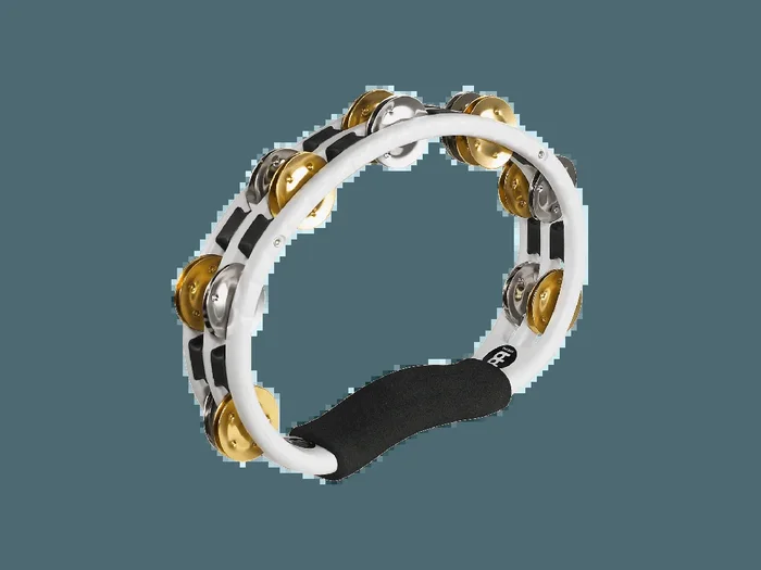 MEINL PERCUSSN TMT1MWH Hand Held Tambourine, Dual Alloy Jingles (White)