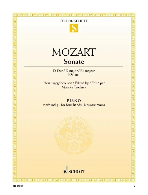 Mozart, Wolfgang Amadeus : Mozart, Wolfgang Amadeus : Sonata D Major, – piano (4 hands) – Schott Digital
