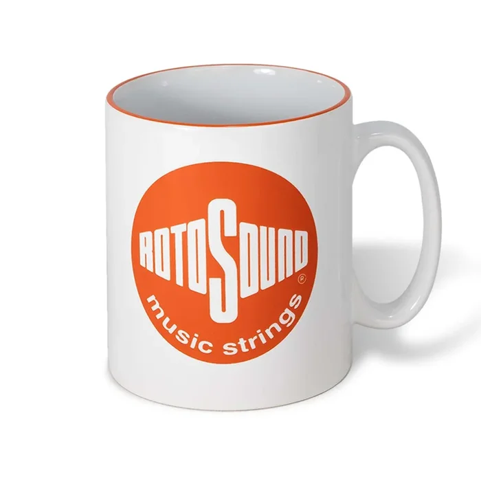 Mug white with orange rim and circular logo