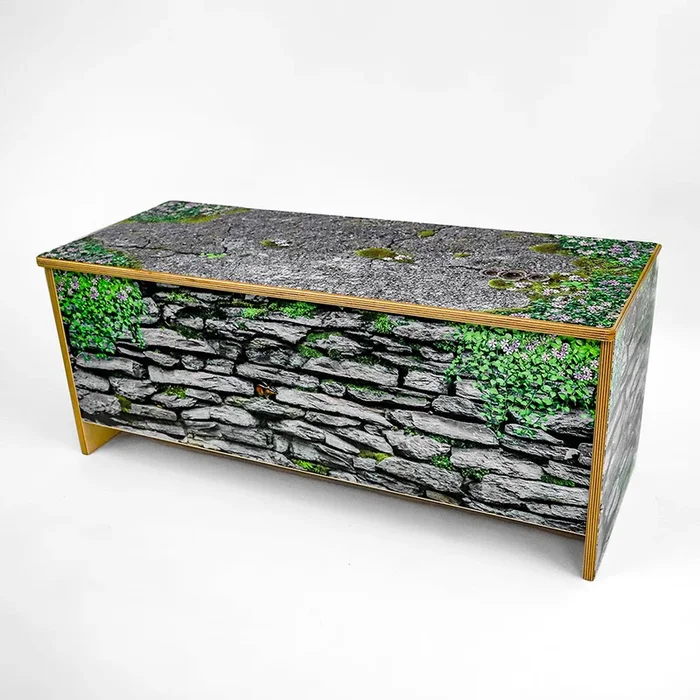 Nature View Stone Wall Bench | 14″ High Biophilic Garden-Themed Classroom Seating