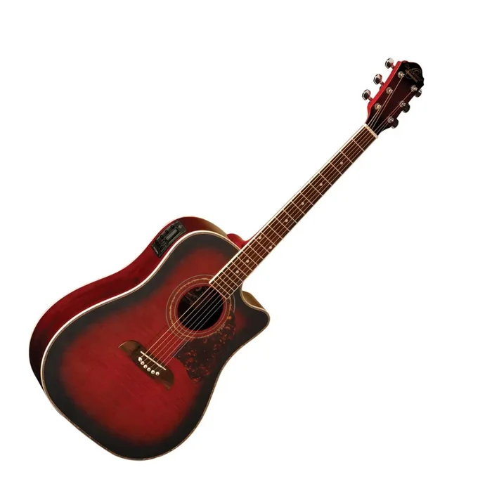 Oscar Schmidt Dreadnought Acoustic Electric in Flame Black Cherry – OG2CEFBCA