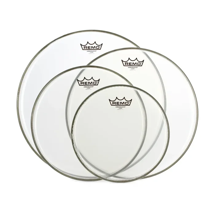 Paquete de 4 Parches Transparentes Remo Ambassador para Tom: 10″, 12″, 14″ y 16″