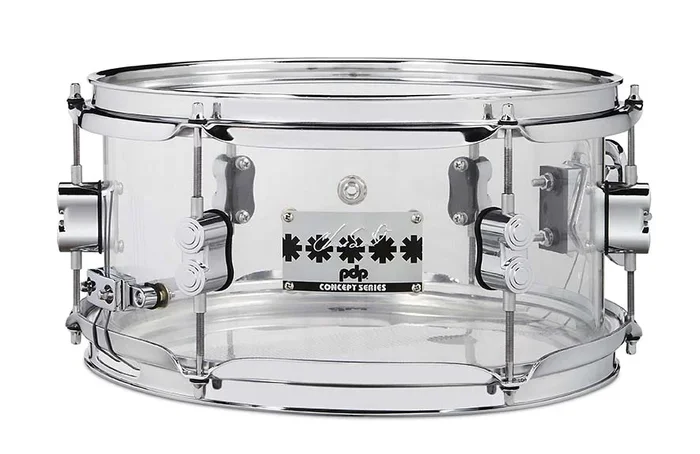 PDP Chad Smith Signature Clear Acrylic Snare Drum 6×12 with Chrome Hardware