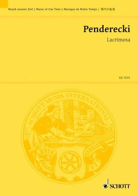 Penderecki, Krzysztof : Penderecki, Krzysztof : Lacrimosa, aus “Polnisches Requiem” – solo (S), mixed choir (SATB) and orche