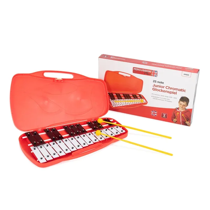 Percussion Plus 25 note chromatic junior glockenspiel – Red