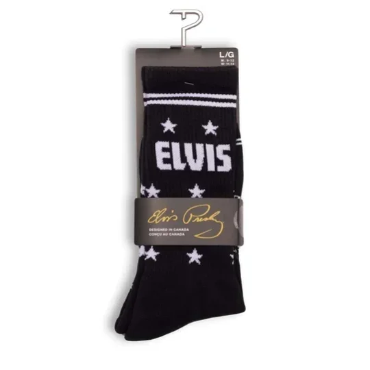Perris Licensed Elvis The King Large Crew Socks in Black-1 Pair