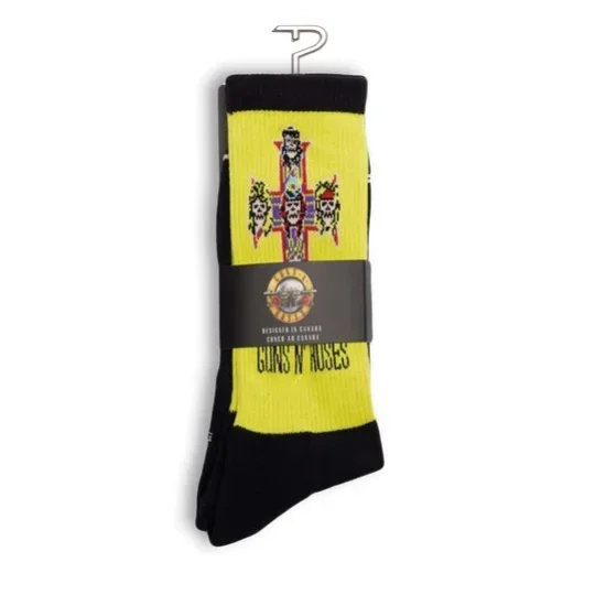 Perris Licensed GNR Appetite for Destruction Large Crew Socks in Black/Yellow -1 Pair