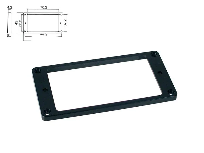 Pickup ring, humbucker, flat, black, plastic, height: 4,2- 6,0mm, low