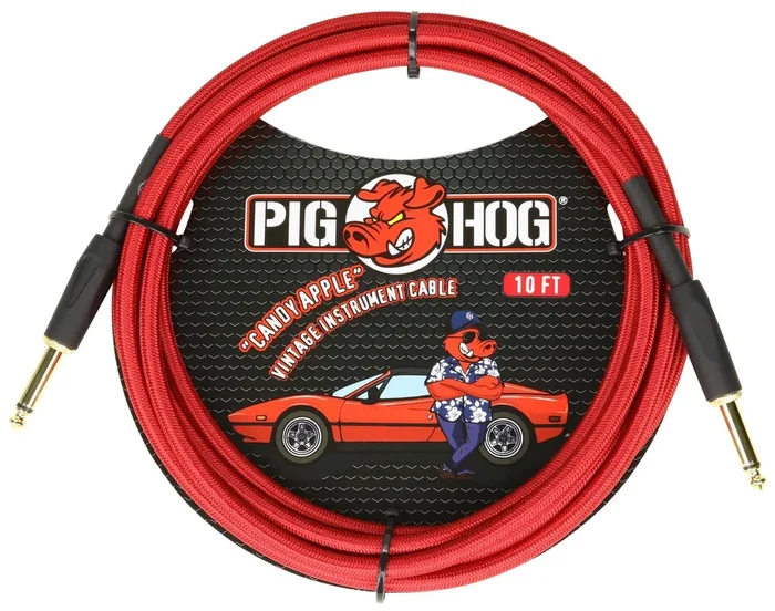 Pig Hog Instrument Cable 10ft, Candy Apple Red