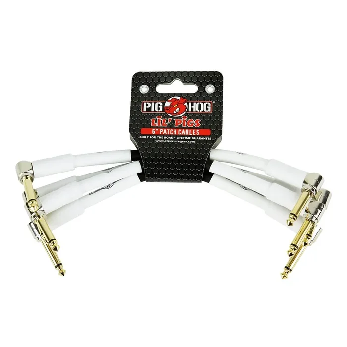 Pig Hog Phlil Lil Pigs 1/4″” to 1/4″” Right-Angled 6″ Patch Cables – 4-Pack