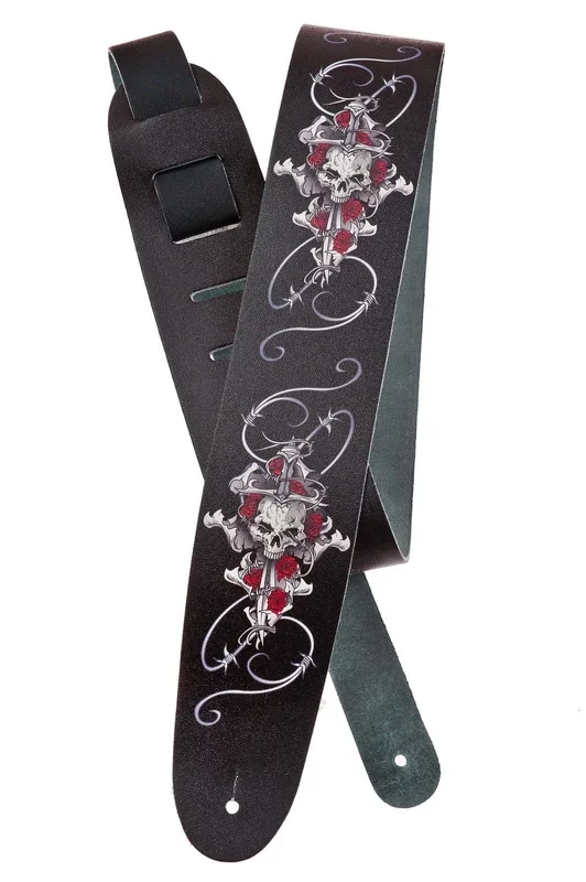 Planet Waves Lethal Threat Leather Guitar Strap, Skull Dagger