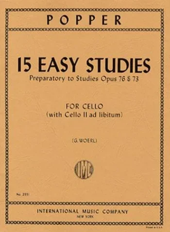 Popper : 15 Easy Studies: Op 76 And 73: Violoncello With Cello II (International)