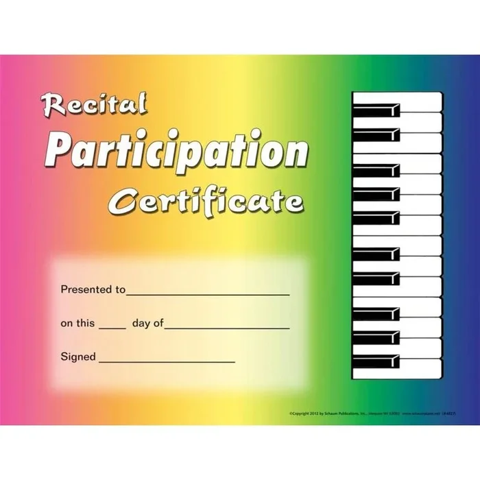 Recital Participation Certificate