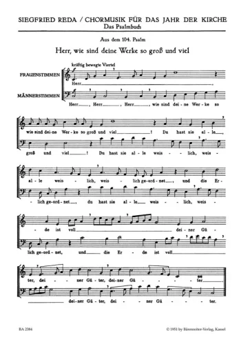 Reda : Herr, wie sind deine Werke etc. (G). : Choral: (Barenreiter)