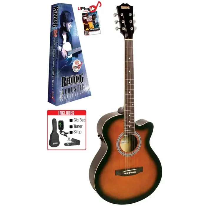 Redding RED51PCETS Grand Concert Acoustic Guitar Pack – Tobacco Sunburst
