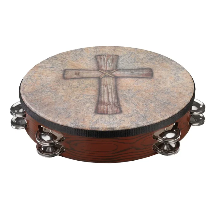 Remo Valencia Tambourine Gospel Church Tambourine – Crosswind Sand 10″