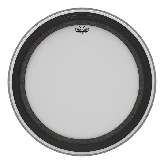 REMO White Coated Ambassador SMT Coated Bass Drum Head, 24″