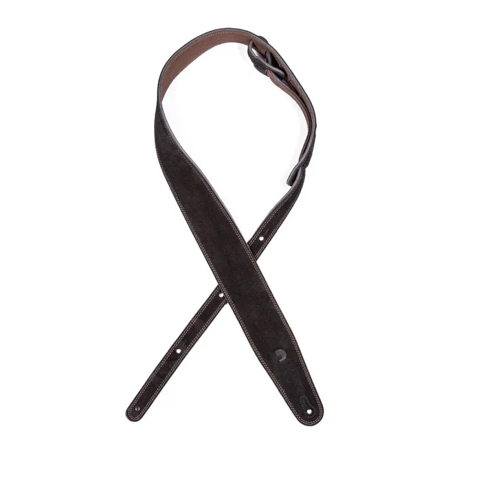 Reversible Leather Guitar Strap, Black/Brown Suede, by D’Addario