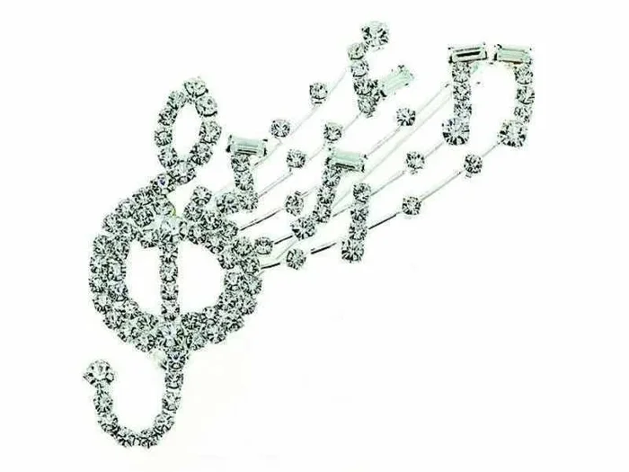 Rhinestone Brooch G Clef Burst