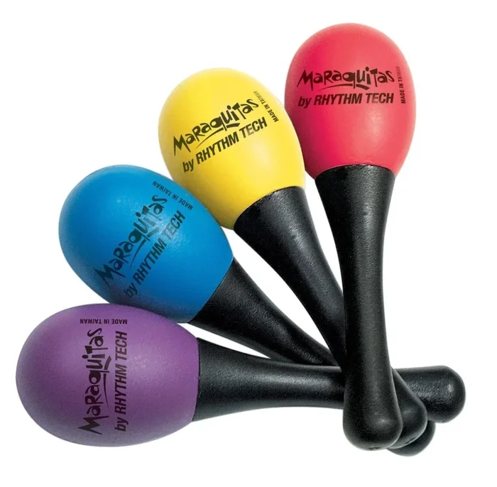 RHYTHM TECH – Maraquitas, Egg shaped maracas, black handles, Red, Pair