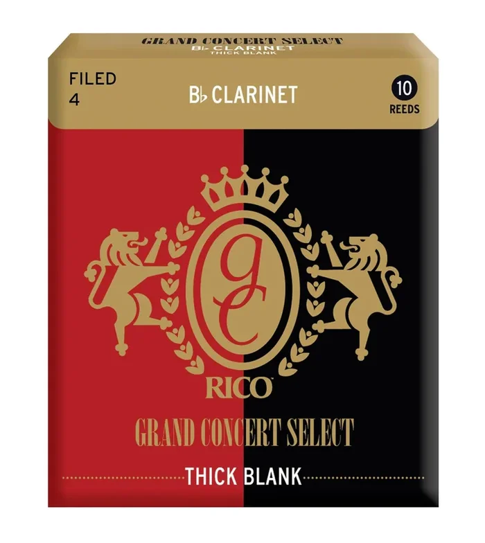 Rico Grand Concert Select Thick Blank Clarinet Reeds, Filed, Strength 4.0, 10-pack