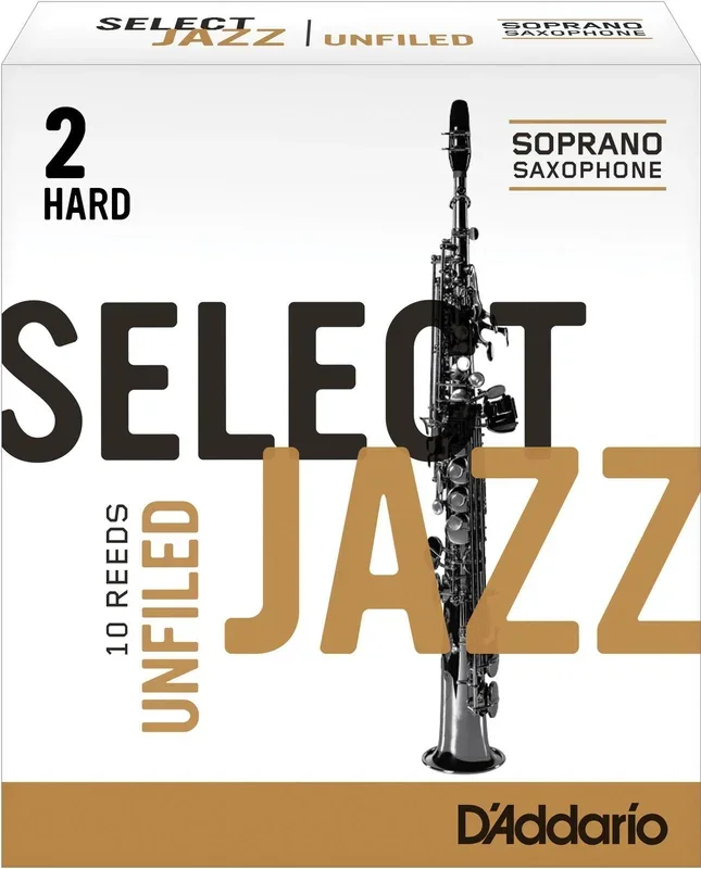 Rico Select Jazz Soprano Sax Reeds, Unfiled, Strength 2 Strength Hard, 10-pack
