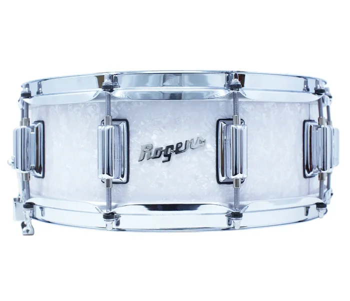 Rogers 14 ” x 5 ” Dyna-Sonic Beavertail Lugs Snare Drum – White Marine Pearl