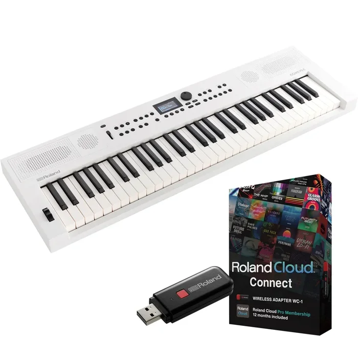 Roland GoKeys 5 Music Creation Keyboard – White CLOUD CONNECT BUNDLE