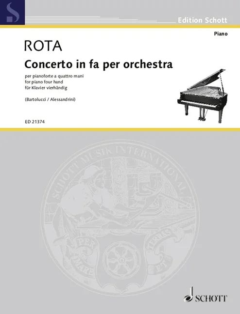 Rota, Nino : Rota, Nino : Concerto in fa per orchestra, Riduzione per pianoforte a quattro mani dell’autore – p