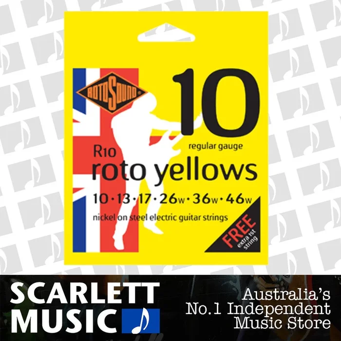 Rotosound R10 nickel Electric Guitar Strings 10-46 with FREE Spare E String.
