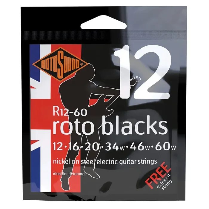 Rotosound R1260 Roto Blacks Electric Guitar Strings 12-60 Nickel on Steel