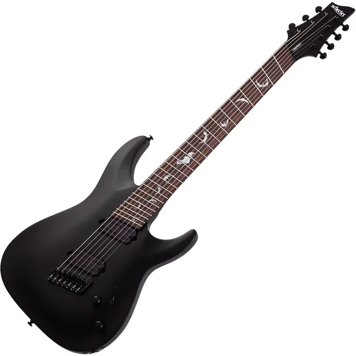 Schecter Damien 7 7 String Multiscale Electric Guitar in Satin Black – 2476SHC