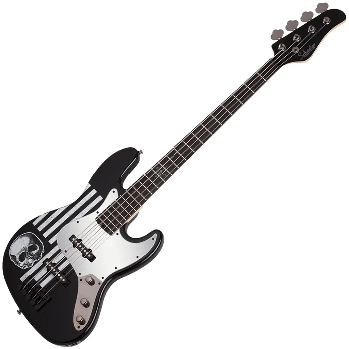 Schecter JD Deservio J 4 Electric Bass Gloss Black BLS Distressed Flag – 84SHC